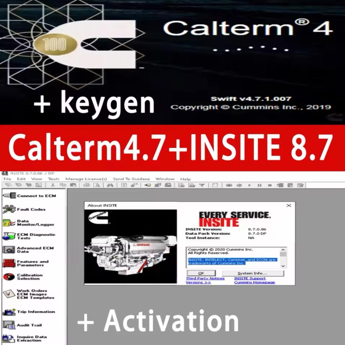 🚚 Insite Truck Engine Diagnostic Software 8.7 | Full Activation 🔒 + 41GB INCAL File 📂 + Calterm 4.7 🔧 + MetaFile Keygen 🔑